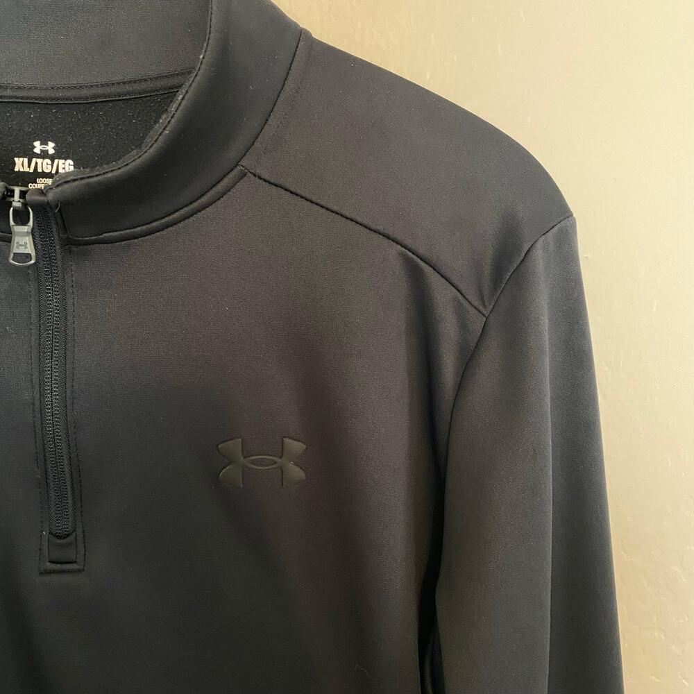 Under Armour Fleece Quarter Zip Long Sleeve Pullover Mens Sz XL Black Golf Run - Picture 3 of 5